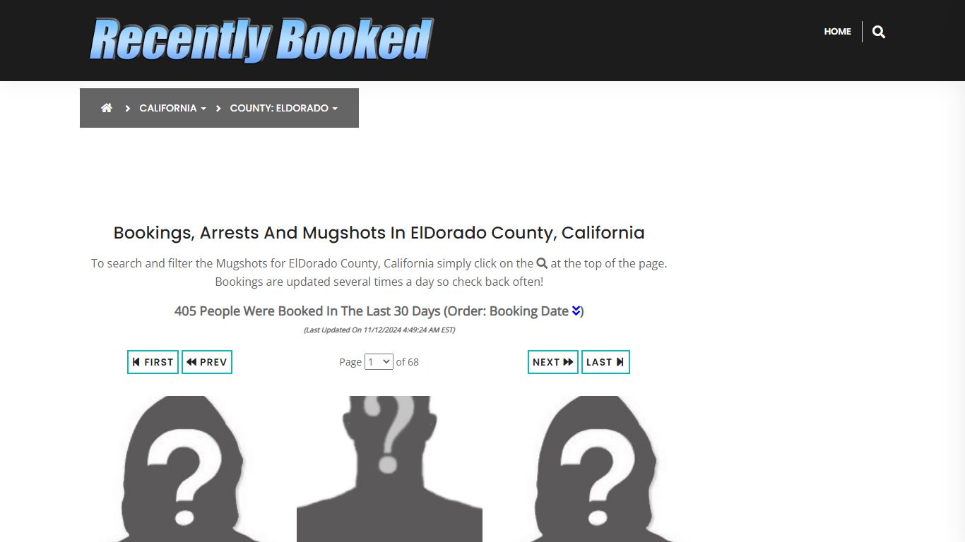 Bookings, Arrests and Mugshots in ElDorado County, California